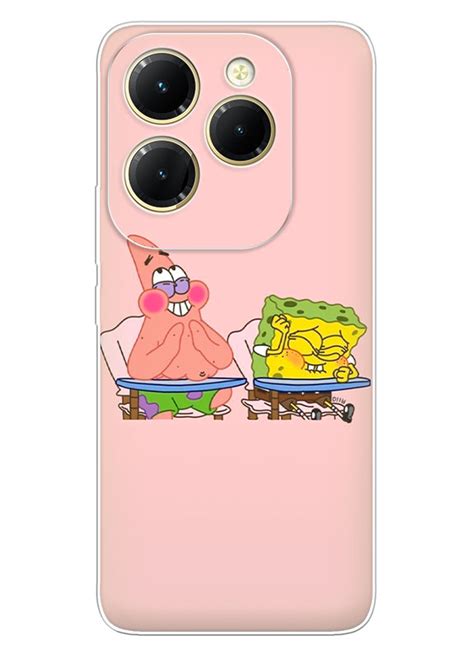 Infinix Hot 40 Pro чехол из силикона Губка Боб Квадратные Штаны и Патрик Стар смеются вместе