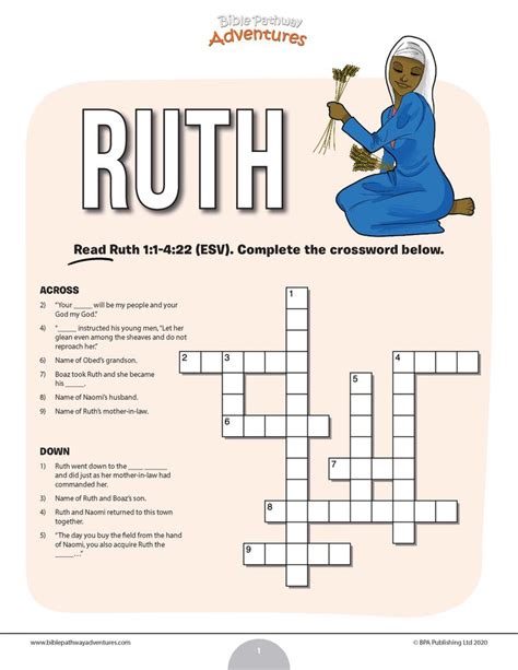 Ruth Crossword Puzzle PDF Ruth Bible Craft Ruth Bible Study Ruth