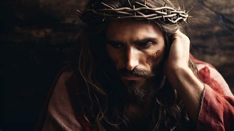 Premium Ai Image Jesus Christ Wearing Crown Of Thorns Passion