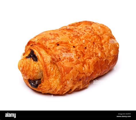 Chocolatine o pain au chocolat cerrar sobre fondo blanco Fotografía de