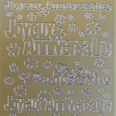 Sticker Peel Off Autocollant Scrapbooking Or Criture Joyeux Anniversaire