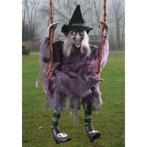 SOUND ACTIVATED WITCH ON A SWING SCARY HALLOWEEN DECORATION KICKING