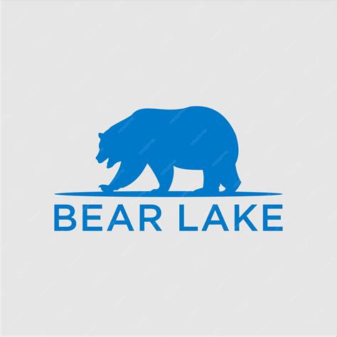 Un Logotipo De Oso Azul Que Dice Lago De Osos Vector Premium