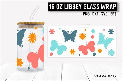 Butterfly Libbey Can Glass SVG 16oz Graphic By Illuztrate Creative