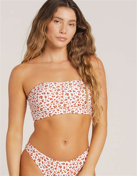 FULL TILT Long Bandeau Bikini Top WHITE COMBO Tillys