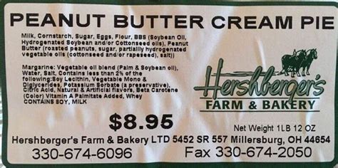 Online Menu Of Hershberger Farm And Bakery Millersburg Oh