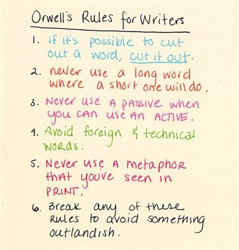 Daily Obsessional Orwells Rules For Writers