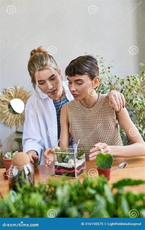 Lesbian Couple Enjoying A Creative Moment Stock Image Image Of Arty