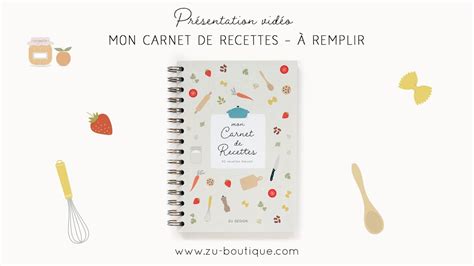 Carnet De Recettes Remplir Youtube