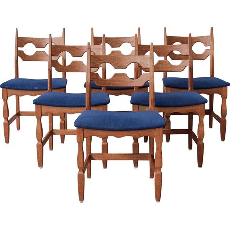 Set Of 6 Vintage Razor Oakwood Dining Chairs By Henning Kjaernulf