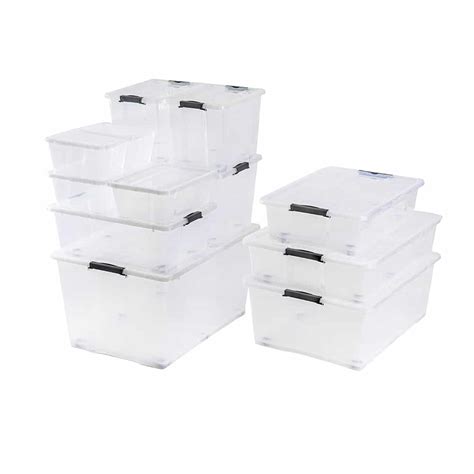 10L Clear clothing Storage Bins with lids wholesale - plastic-crates.com