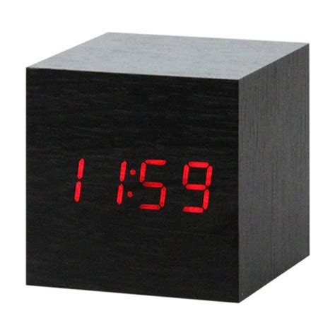 Houten Digitale Led Klok Wekker Alarm Snooze Helderheid Aanpassing