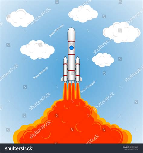 Launch Space Rocket Drawing Rockets Fire Stock Vector (Royalty Free ...