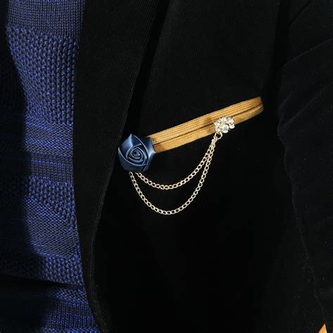 Men S Diamante Rhinestone Gold Tie Tack Chain Suit Pin Lapel Brooch