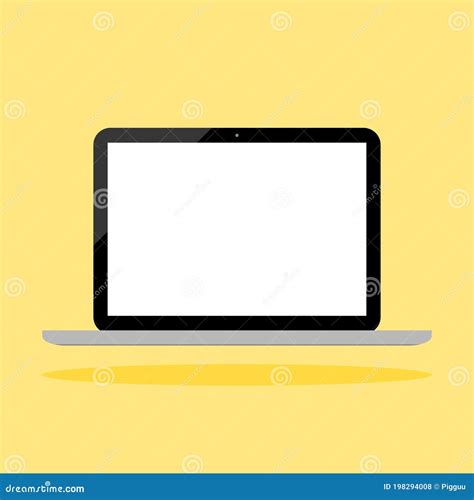 Laptop Computer With Blank White Screen Isolated On Yellow Background