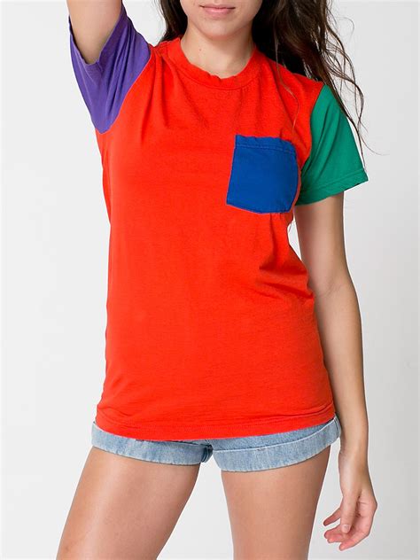 Americanapparel Power Washed Color Block Pocket Tee American Apparel Fashion Pocket Tee