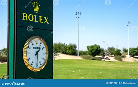 Doha Qatar February Rolex Clock In The Golf Course Of Qatar