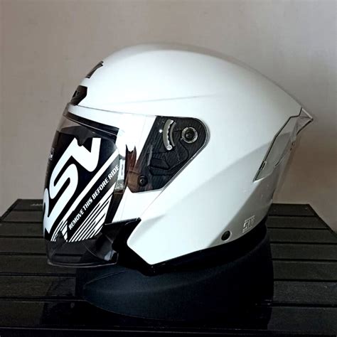 Jual HELM RSV NEW WINDTAIL WHITE GLOSSY SINGLE VISOR HELM HALF FACE