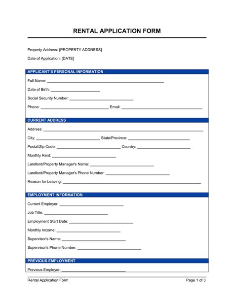 Rental Application Template 