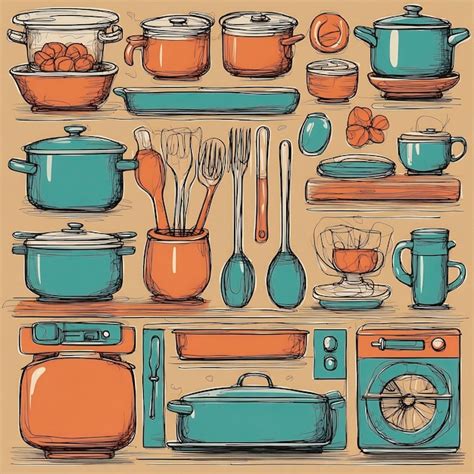 Kitchen Appliances And Kitchenware Icon Premium Ai Generated Image