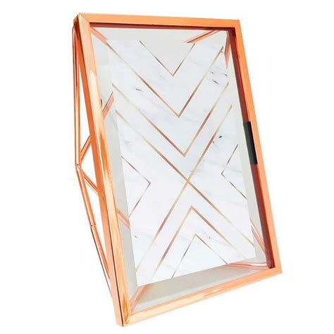 Porta Retrato Rose Gold Em Metal Vidro Para Fotos X Shopee Brasil