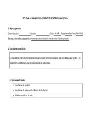 Esquema De Planificaci N De Proyecto De Intervenci N De Aula Docx