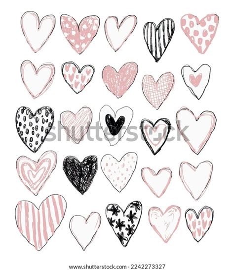 Set Various Hearts Colored Pencil Drawing Stock Vector (Royalty Free ...