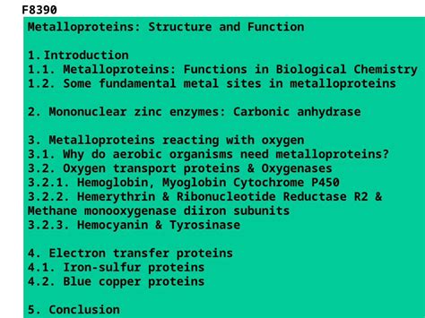 (PPT) Metalloproteins: Structure and Function 1.Introduction 1.1 ...