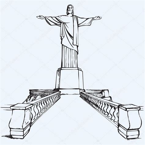 Desenhos Do Cristo Redentor - Cristo Redentor, Rio de Janeiro, Brasil. Esboço vetorial Vetor de ...