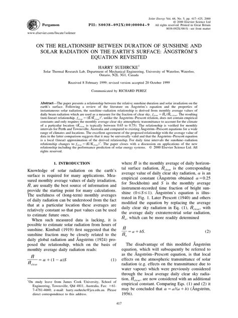 Angstrom Equation Revisited | PDF | Sun | Cloud