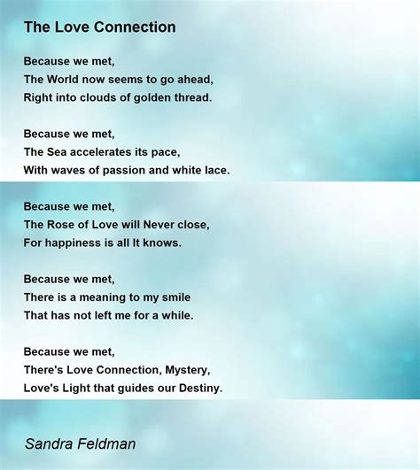 The Love Connection The Love Connection Poem By Sandra Feldman