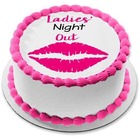 Ladies Night Out Pink Lips Kiss Edible Cake Topper Image Abpid50864 In 2022 Edible Cake