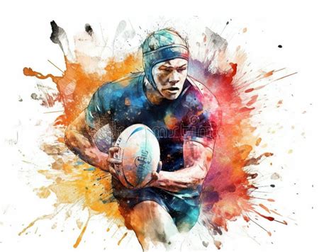 Watercolor Abstract Representation Of Rugby Stock Illustration