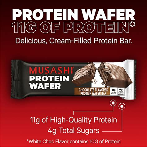 Musashi Protein Wafer Bar Oif8 11g Protein 4g Total Sugars Chocolate Flavored Post Workout