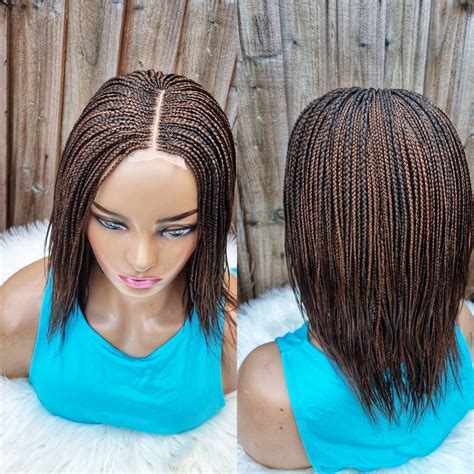 Handmade Braided Cornrow Feathers Braid Wig Short Braids Etsy