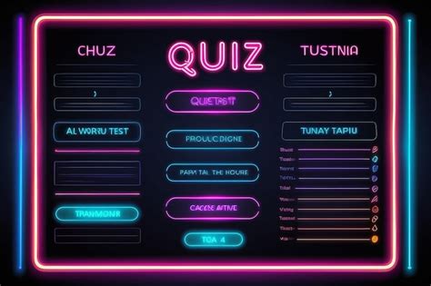 Premium Photo Quiz Questions And Test Menu Choice Neon Template Tv