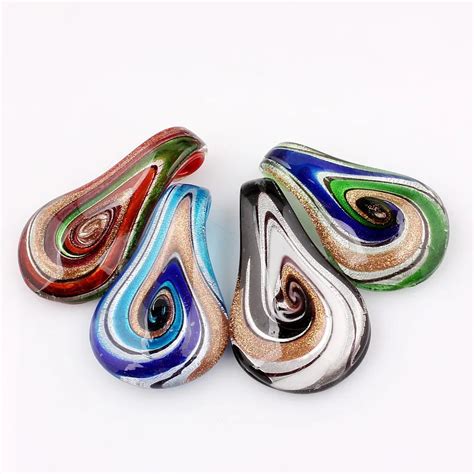 Q Wholesale 6pcs Handmade Murano Lampwork Glass 4 Color Water Drop