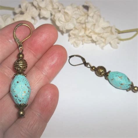 Wvluckygirl Jewelry Bronze And Turquoise Blue Boho Southwestern