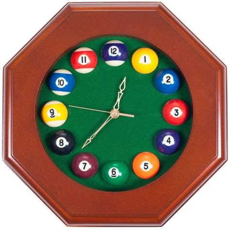 Trademark 12 In Octagonal Billiards Quartz Dark Wood Wall Clock Wall