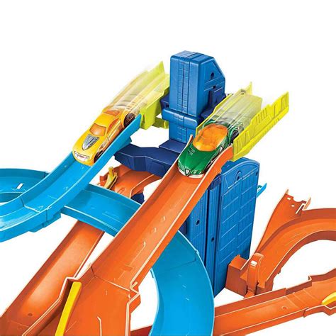 Hot Wheels Drag Race Speed Motor Set With Auto Lift Expressway Track And Toy Cars Playset