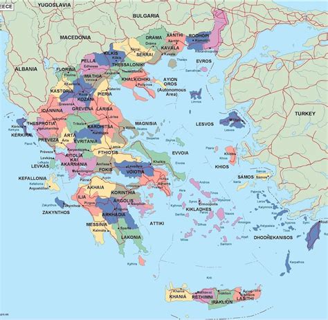 Grecia Mapa Pol Tico Mapa Pol Tico De Grecia Sur De Europa Europa