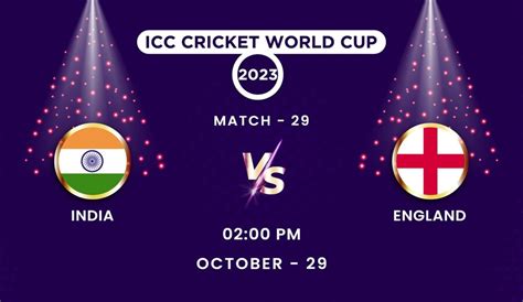 Premium Vector | India vs England 2023 ICC cricket world cup with ...