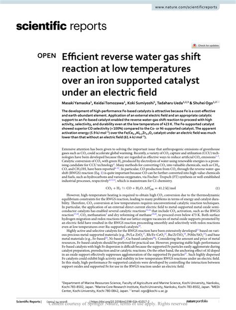 Pdf Efficient Reverse Water Gas Shift Reaction At Low Temperatures