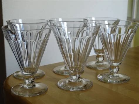 VAL SAINT LAMBERT 6 ANCIENS VERRES A APERITIF CRISTAL MODELE EUREL Ht 9