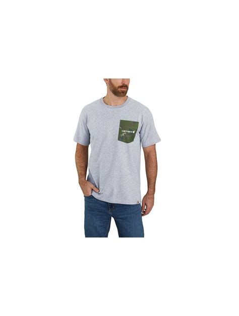 Carhartt Mens Relaxed Fit Heavyweight Short Sleeve Camo Pocket Graphic