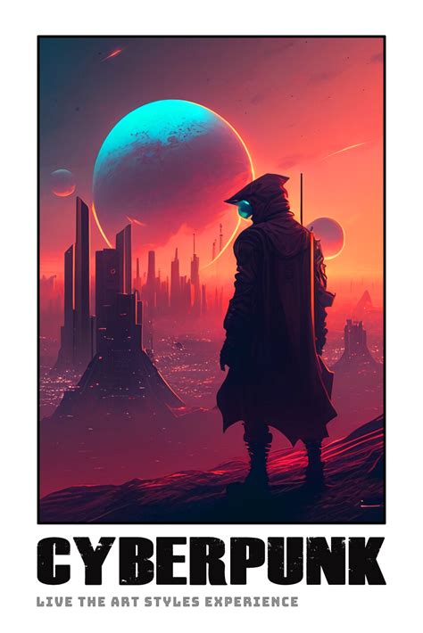 Wall Art Print Cyberpunk Style Futuristic Dystopian Planet