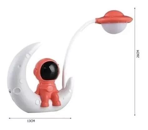 Lumin Ria Astronauta Na Lua Enfeite Luz Usb Recarreg Vel Parcelamento