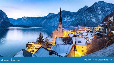 Hallstatt Lake at Sunrise, Austria Stock Image - Image of small, travel ...