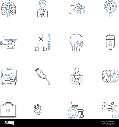 Cancer Center Line Icons Collection Diagnosis Treatment Chemotherapy