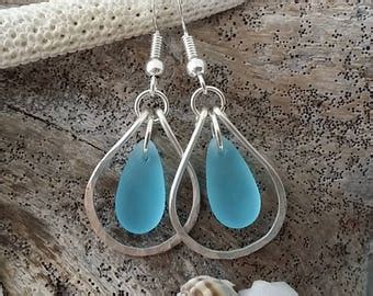 Made In Hawaii Wire Loop Turquoise Bay Blue Sea Glass Etsy